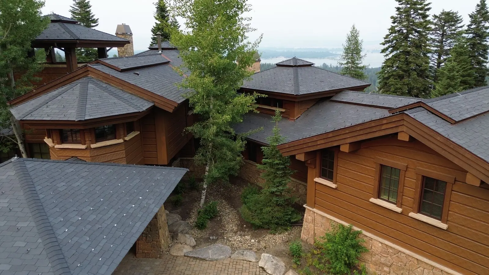 Luxury log estate with lake views in McCall Idaho - Blue Goat Roofing